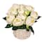 10" Peony Flower Bouquet In White Basket